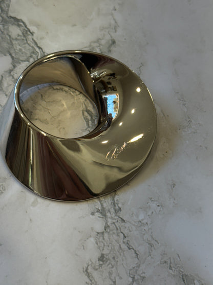 New in box Vintage Phillipi Mirrored Silver "Swirl" Napkin Rings sold as set of 4