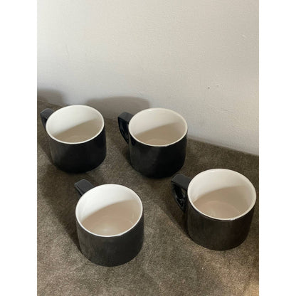 Black Mugs with White Interior - Set of 4