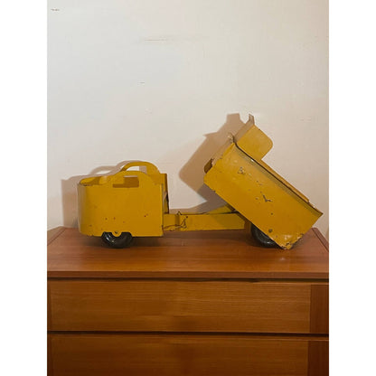 1930s/40s Pressed Steel Toy Truck back lifts up, wheels move, fully functioning