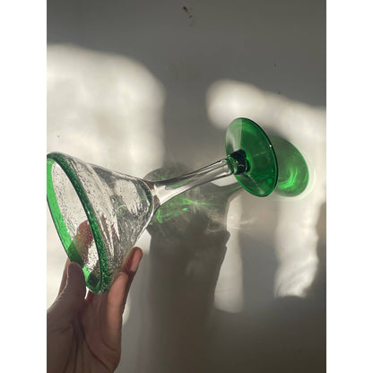 Trio of Glass blown Recycled Glass Margarita Stemware