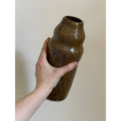 Sculpted Brown and Hints of Purple Textured Vase