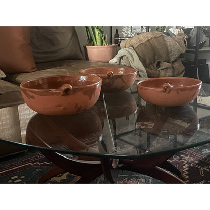 Vintage Handmade Mexican Redware Nesting Bowls