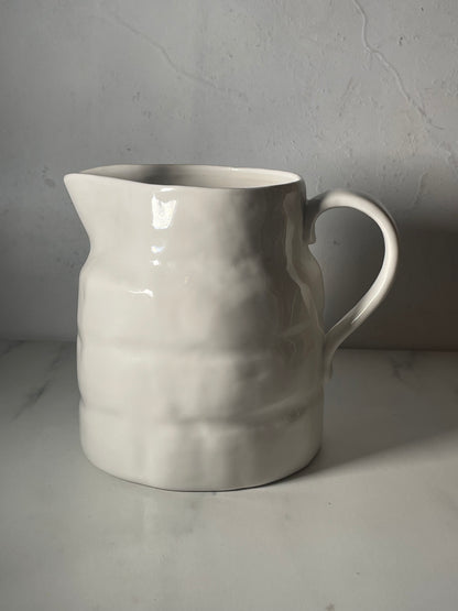 Creative Coop White Stoneware Pitcher