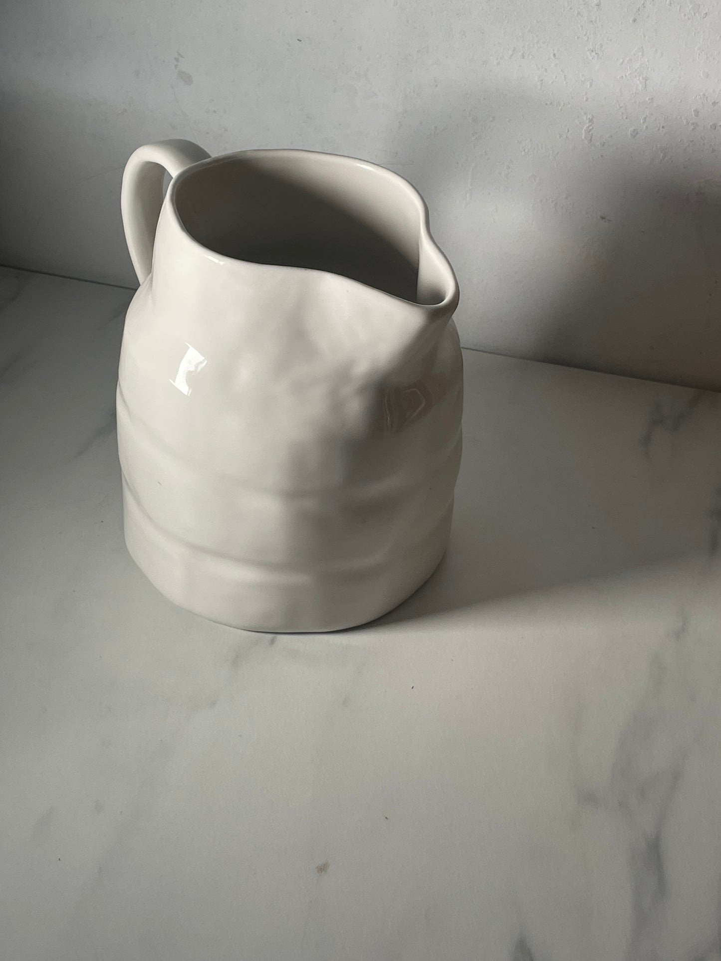 Creative Coop White Stoneware Pitcher