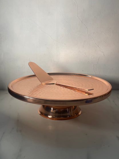 Godinger Hammered Copper Footed Cake Stand with Server