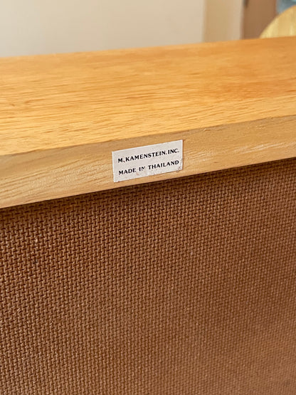 Vintage Blonde Wood Roll Top Bread Box