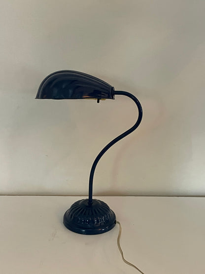 Vintage Dark Blue Metal Shell Table Lamp