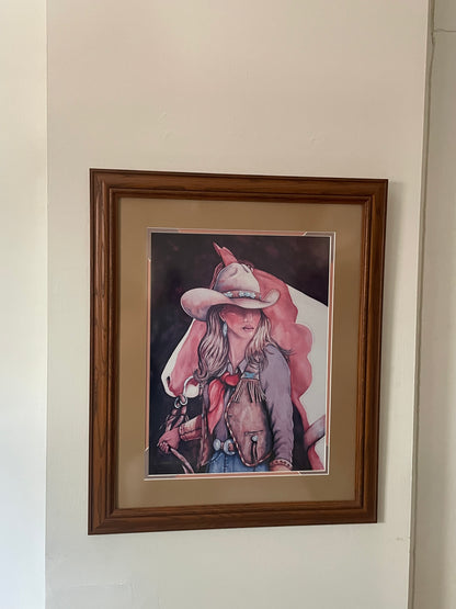 “Southwestern Cowgirl” by Doreman Burns, Framed Print