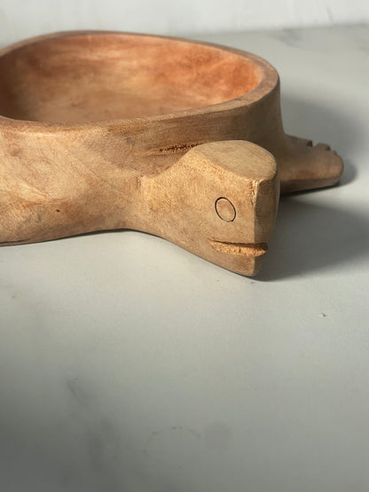 Vintage Hand Carved Wooden Turtle Incense Holder