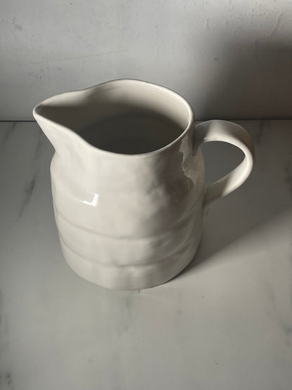 Creative Coop White Stoneware Pitcher