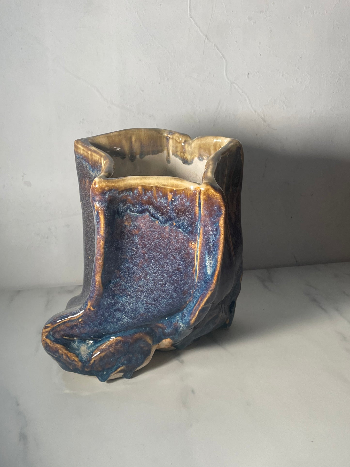 Crumpled Ceramic "Gemstone" Vase