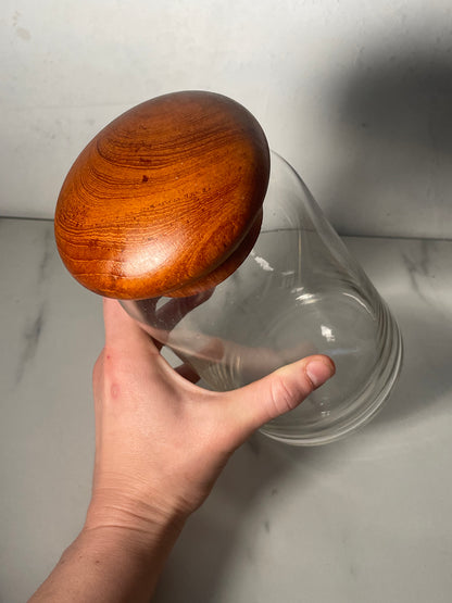 Teak Lidded Glass Storage Jar