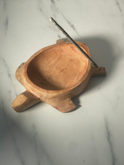 Vintage Hand Carved Wooden Turtle Incense Holder
