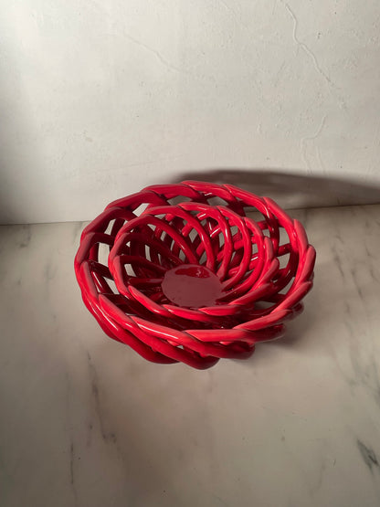 Red Ceramic Braided Bread Baskets 8" & 11"