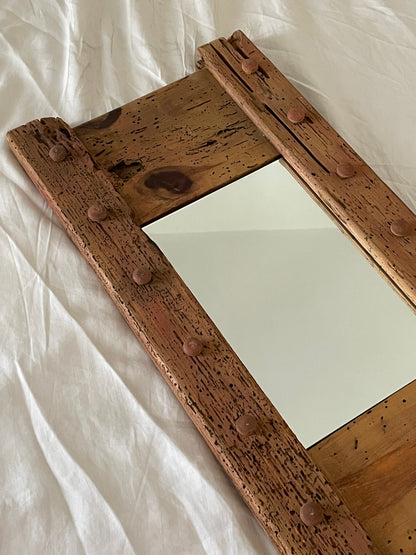Handcrafted Wormwood Wooden Accent Mirror