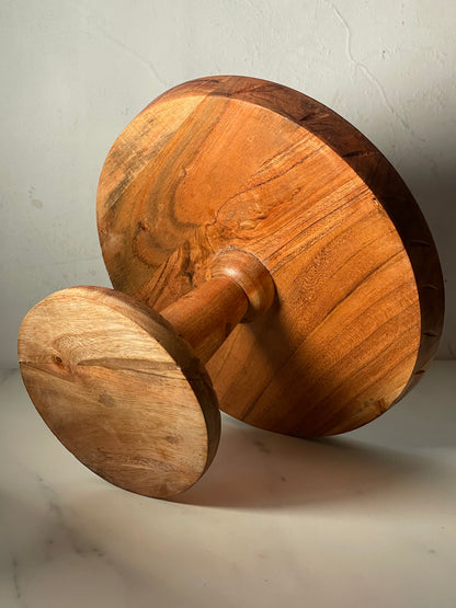 Wooden Cake Stand with Hand-carved Base
