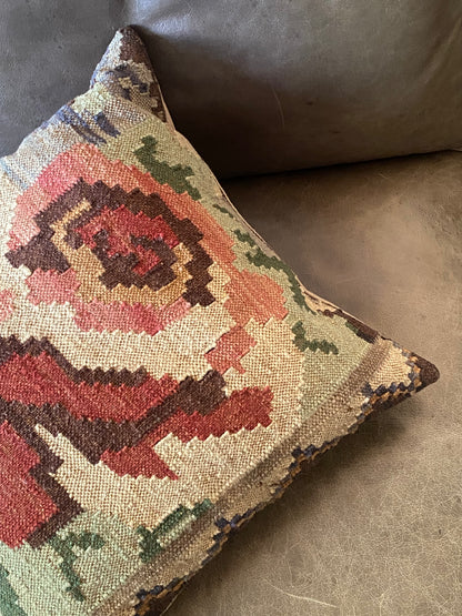 Abstract Rose Kilim Pillow