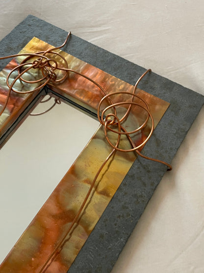 Tile Mirror with Copper Accents