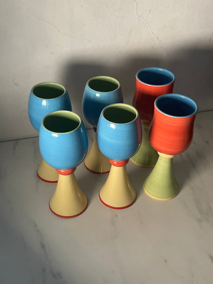 Spring Bloom Colorblock Ceramic Goblets sold as a set of 6