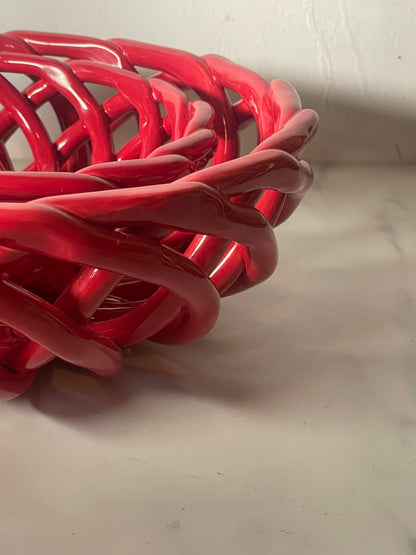 Red Ceramic Braided Bread Baskets 8" & 11"