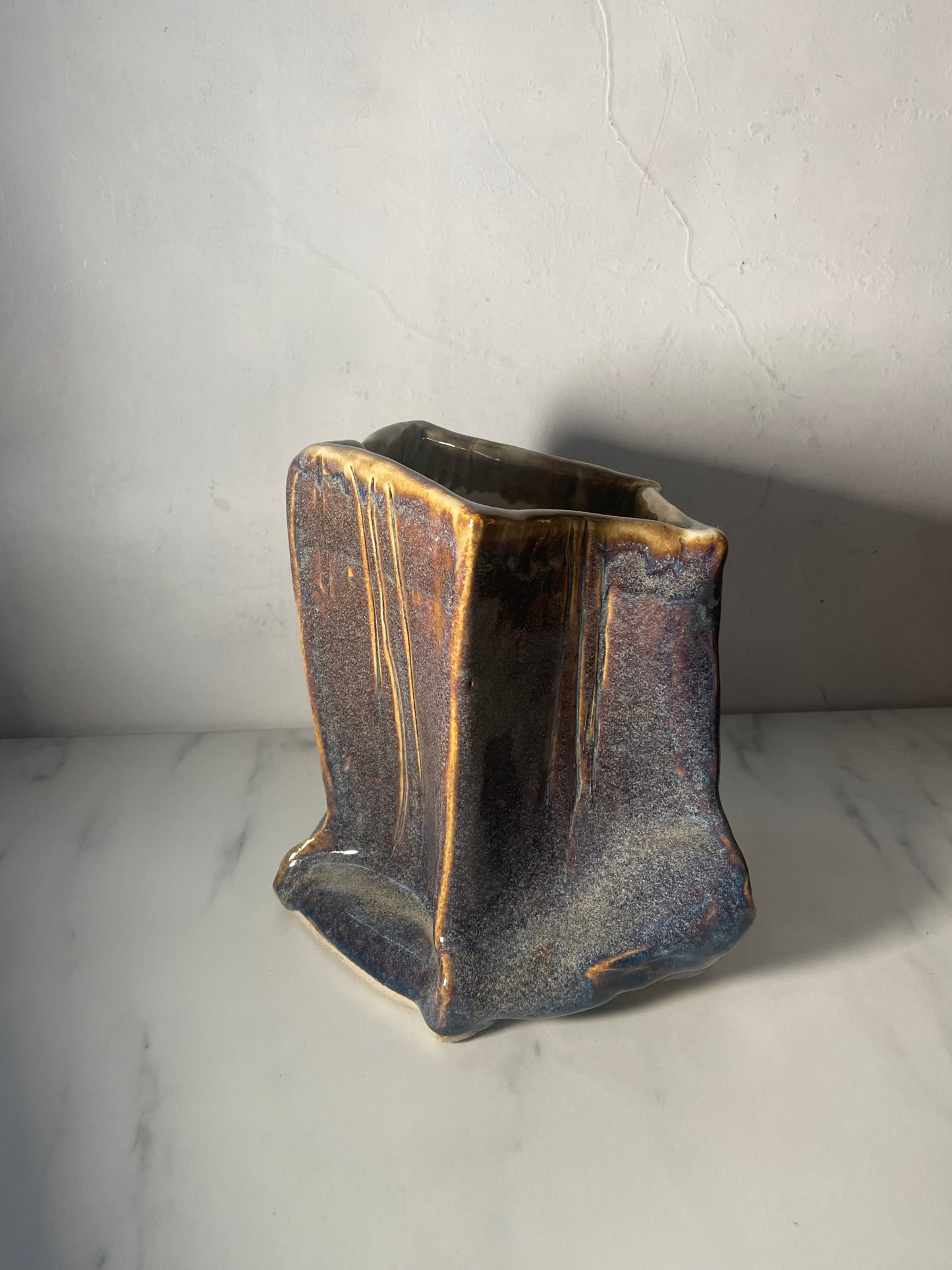 Crumpled Ceramic "Gemstone" Vase