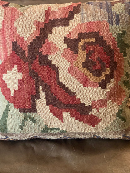 Abstract Rose Kilim Pillow