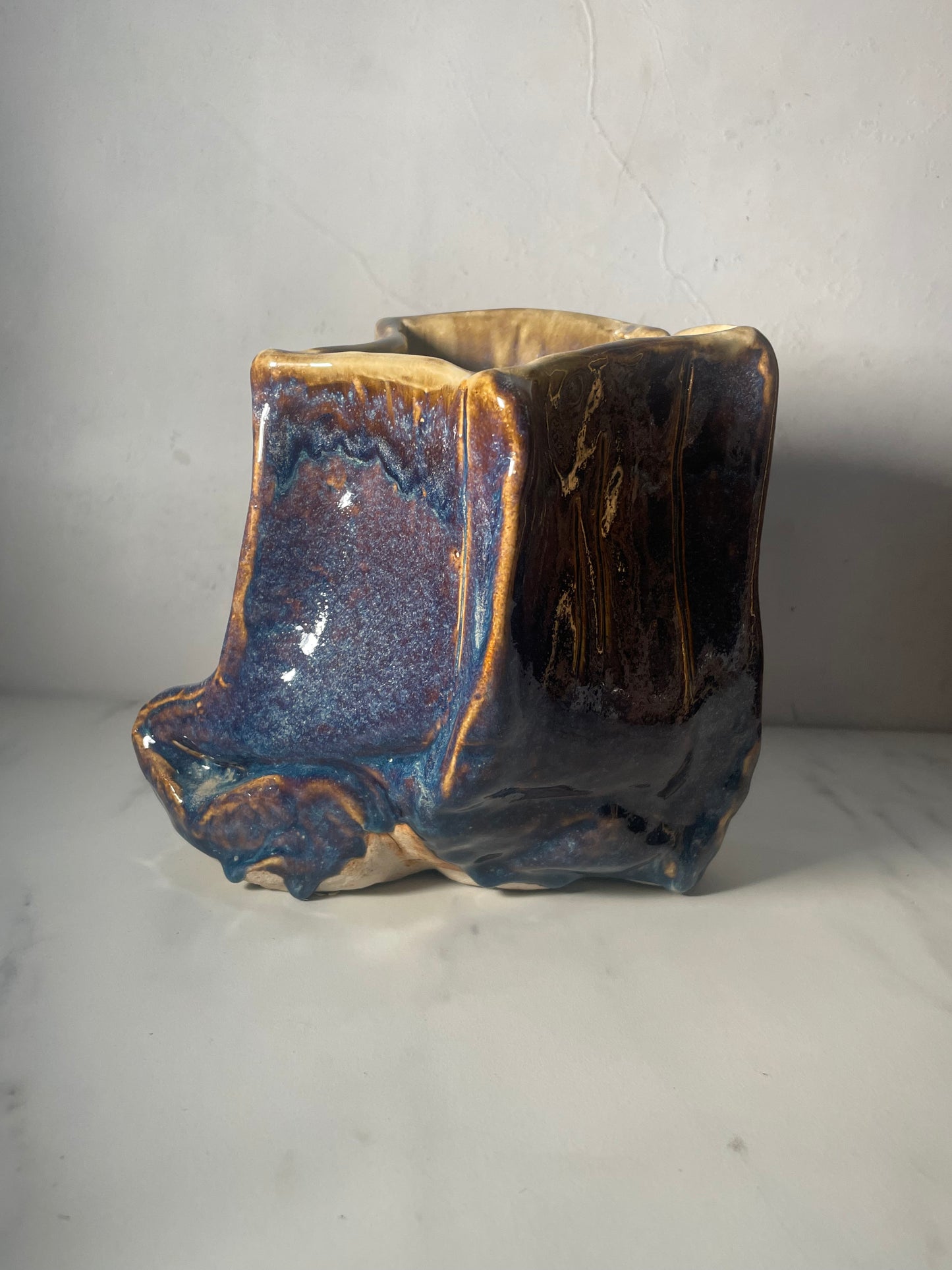 Crumpled Ceramic "Gemstone" Vase