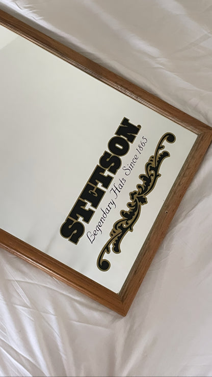 Vintage Stetson Hat Shop Mirror, Oak Frame