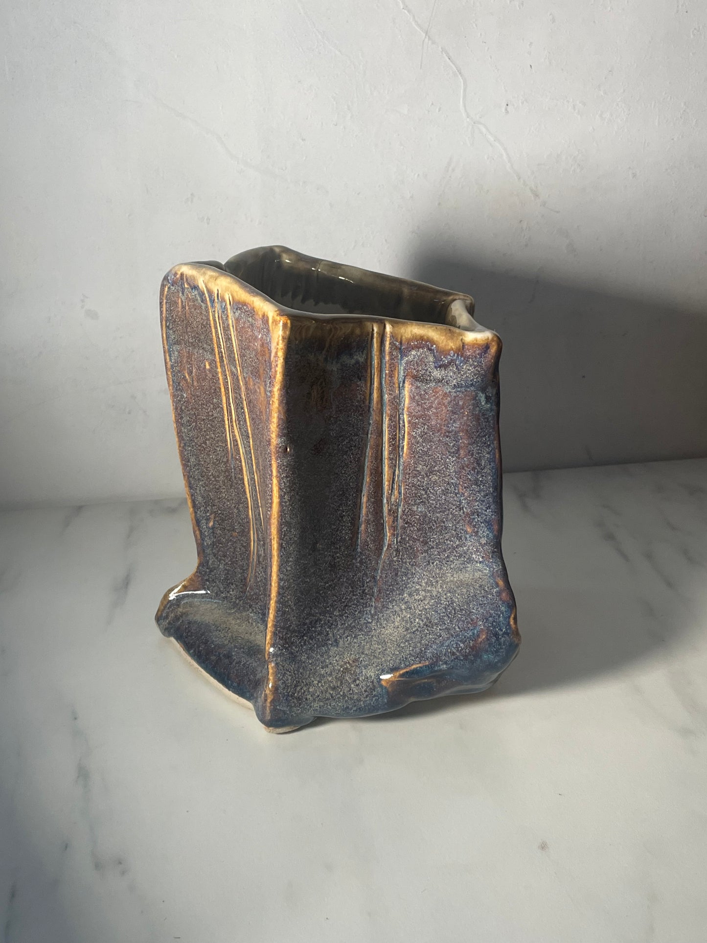 Crumpled Ceramic "Gemstone" Vase