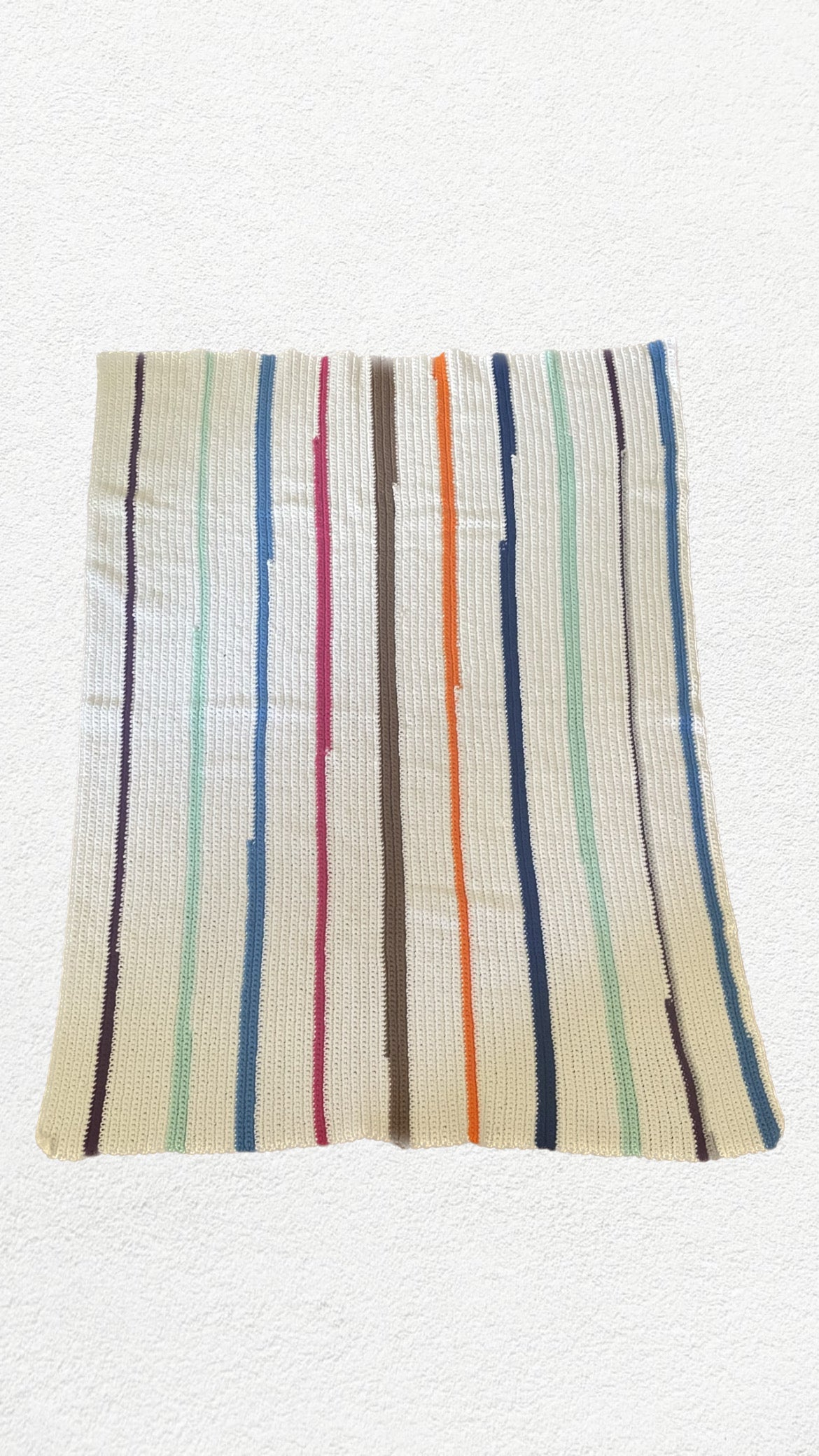 Asymmetrical Colored Striped Handknit Blanket