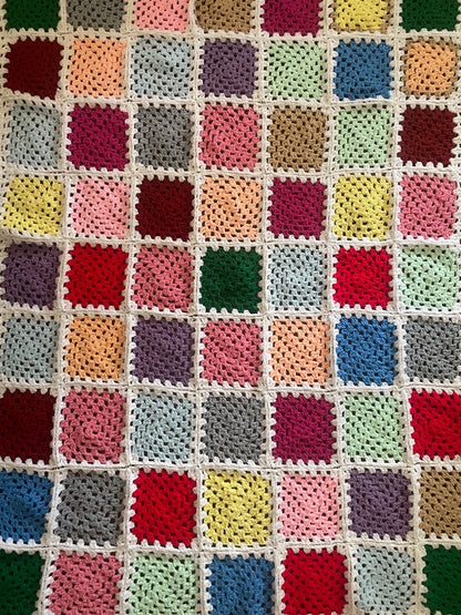 Hand Crocheted ColorBlock Patchwork Blanket