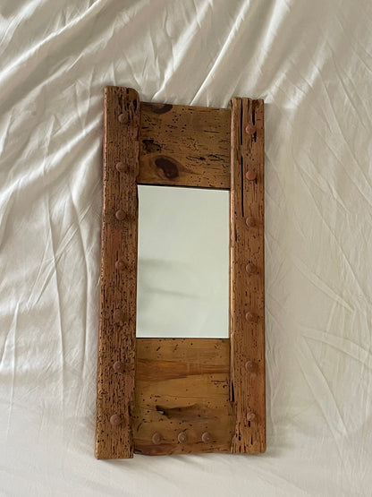 Handcrafted Wormwood Wooden Accent Mirror