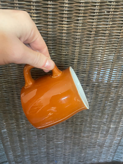 Retro Burnt Orange Stoneware Mugs - Set of 6