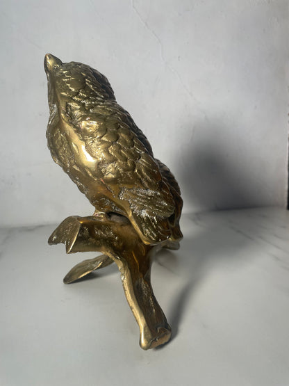 Vintage Pair of Brass Owls on Branch