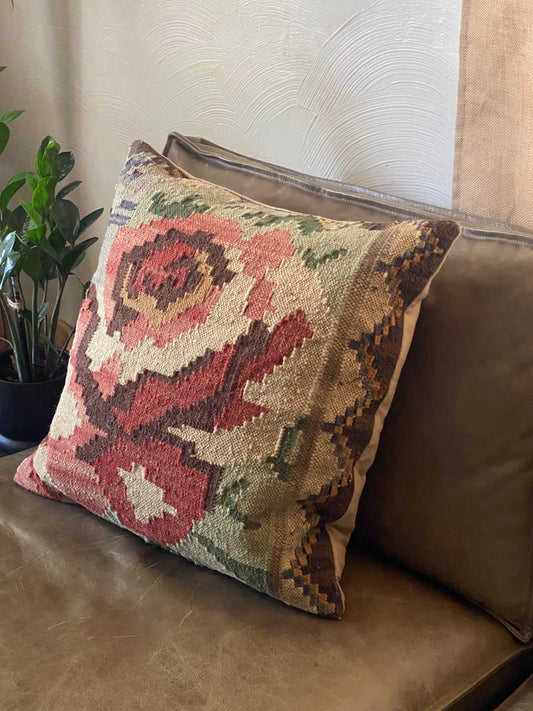 Abstract Rose Kilim Pillow
