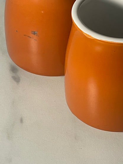 Retro Burnt Orange Stoneware Mugs - Set of 6