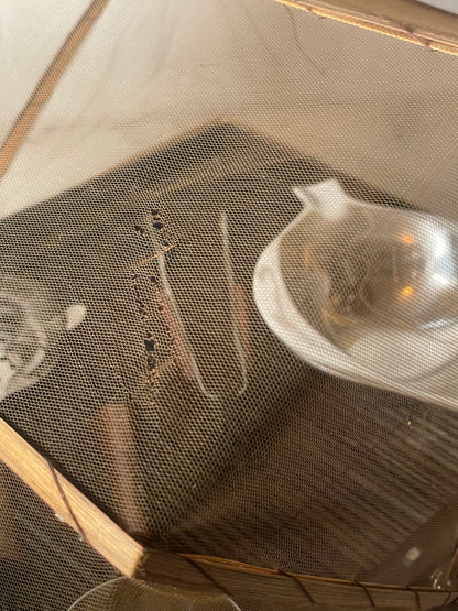 Folding Sheer Canopy Vintage Tray with Steel Tongs, Strainer,  Measuring cup, Skewer, Tongs and Mixing Spoon