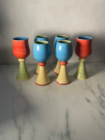 Spring Bloom Colorblock Ceramic Goblets sold as a set of 6