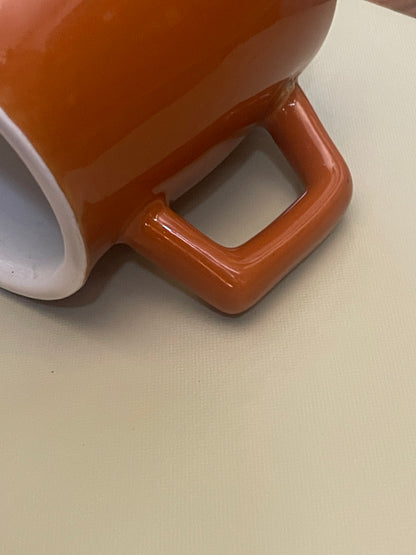 Retro Burnt Orange Stoneware Mugs - Set of 6