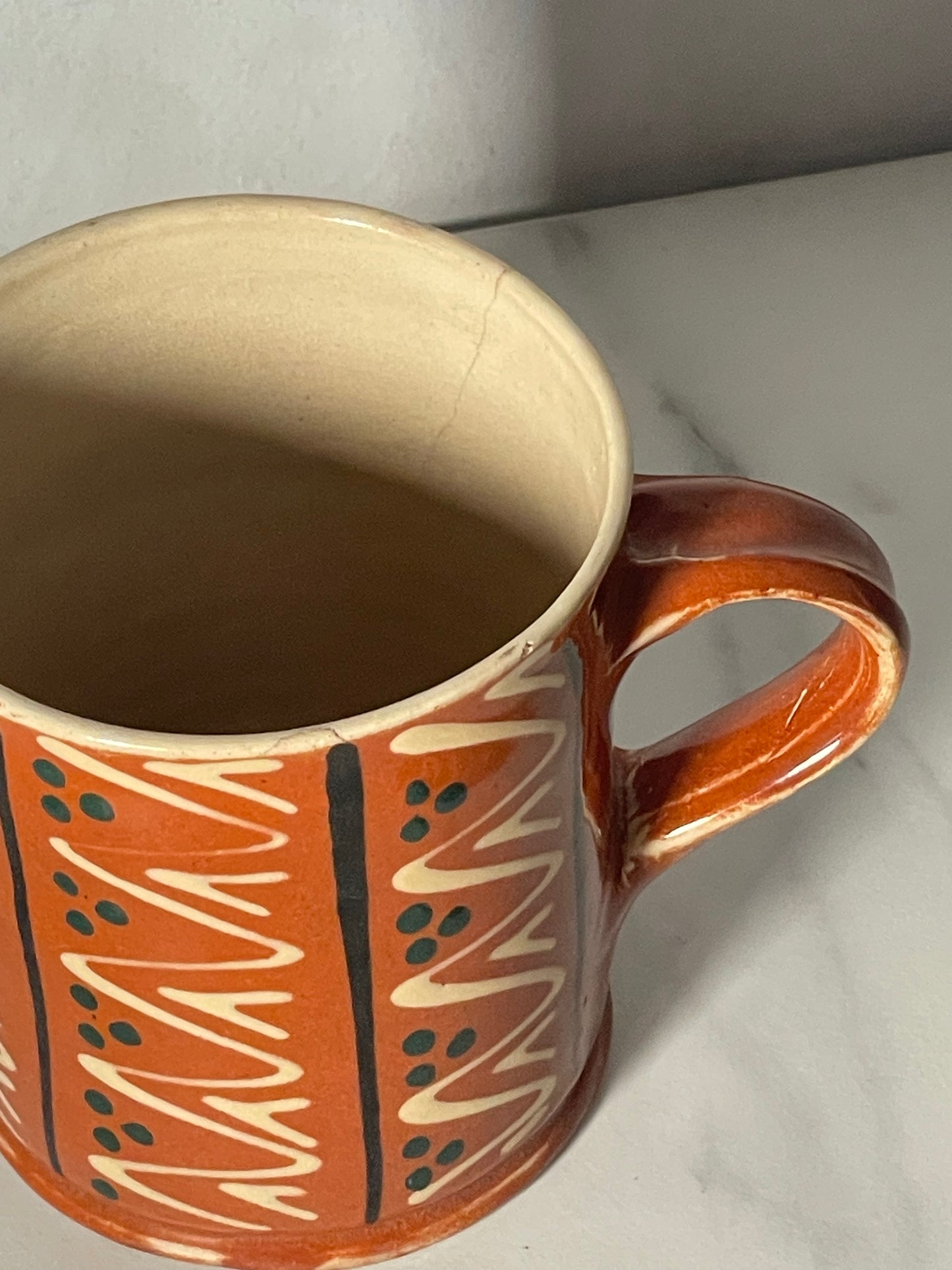 Hand-painted Forest Green and Dark Pumpkin Mugs - Sold as set of 2