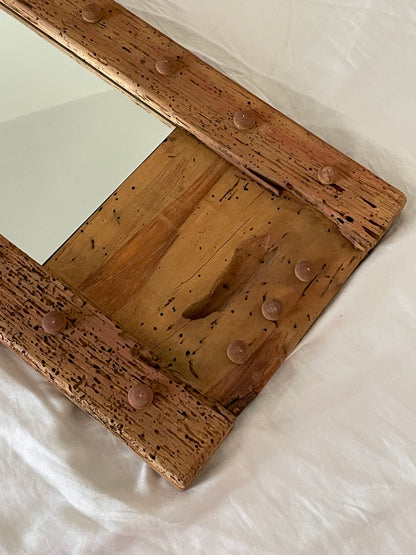 Handcrafted Wormwood Wooden Accent Mirror
