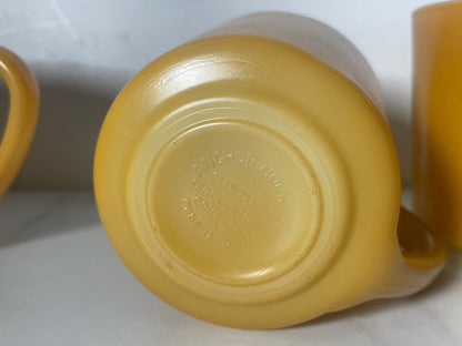 Mustard Yellow Anchor Hocking Oven-Proof Milk Glass Mugs - Set of 4