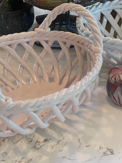 Light Pink Braided Ceramic Fruit Bowl