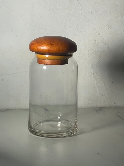 Teak Lidded Glass Storage Jar