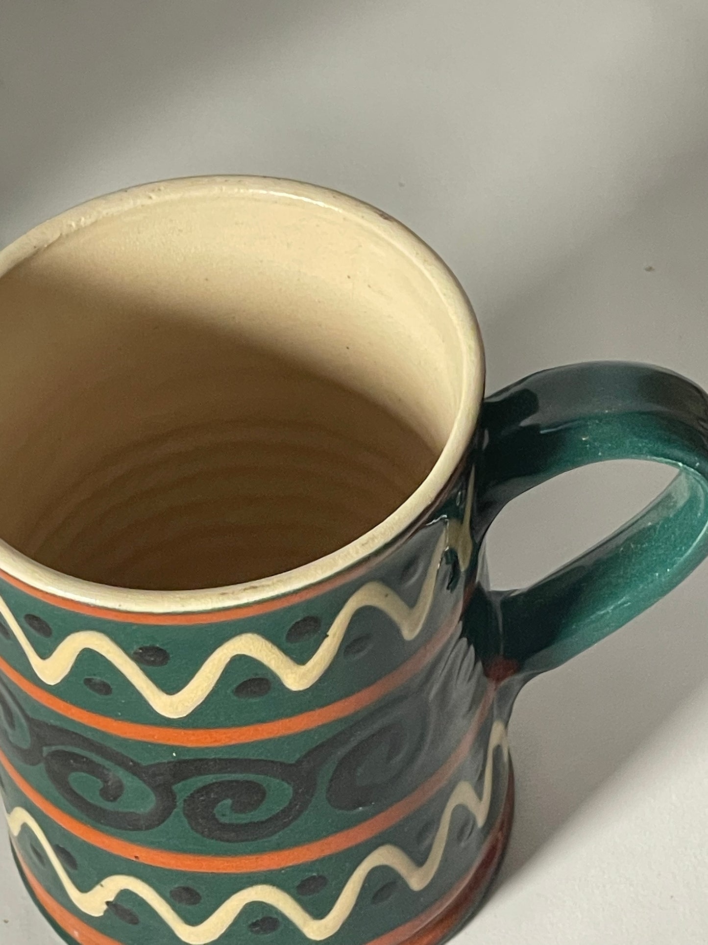 Hand-painted Forest Green and Dark Pumpkin Mugs - Sold as set of 2