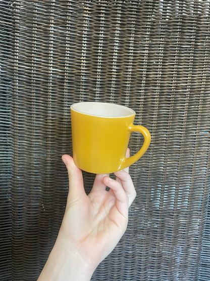 Mustard Yellow Anchor Hocking Oven-Proof Milk Glass Mugs - Set of 4