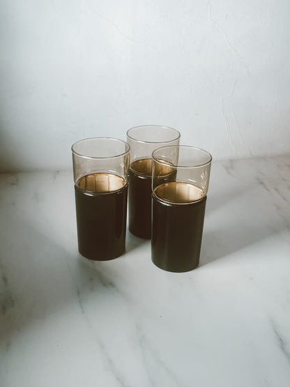 Vintage MCM Henry & Miller Kraftware Insulated Highball Glass Tumbler Set of 3