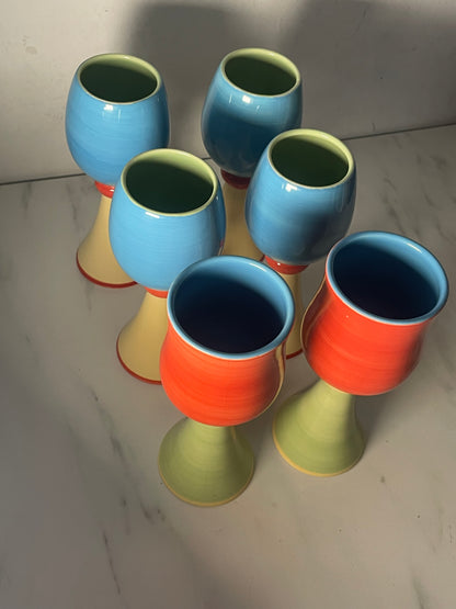 Spring Bloom Colorblock Ceramic Goblets sold as a set of 6