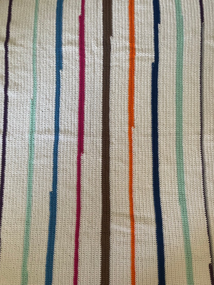 Asymmetrical Colored Striped Handknit Blanket