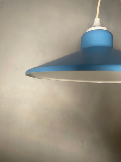 Vintage Matte Sky Blue Metal Pendant Plug Light